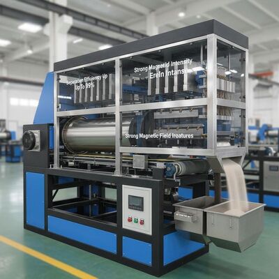 強力な磁場強度とカスタマイズ可能な機能を備えた、最大99パーセントの分離効率を持つ乾式磁気分離機